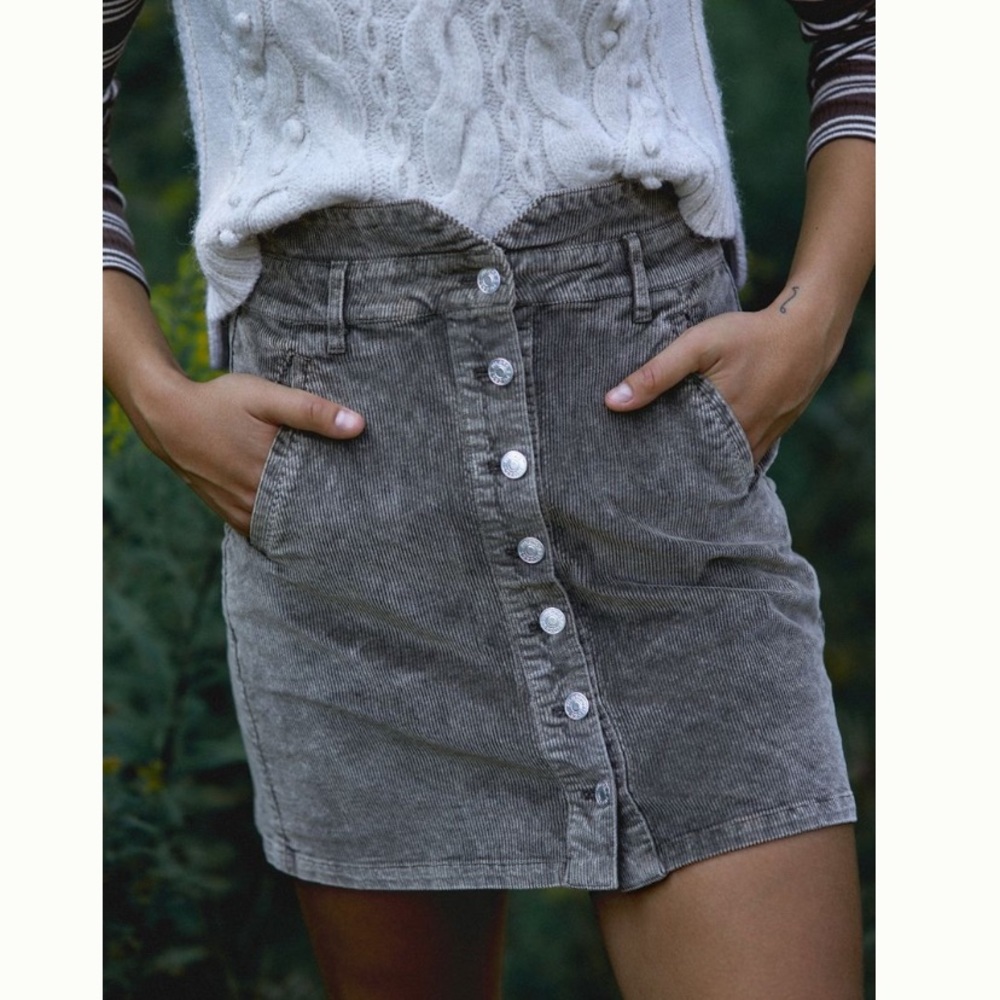 NWT Anthropologie X Pilcro Corduroy Button Front Retro Mini Skirt